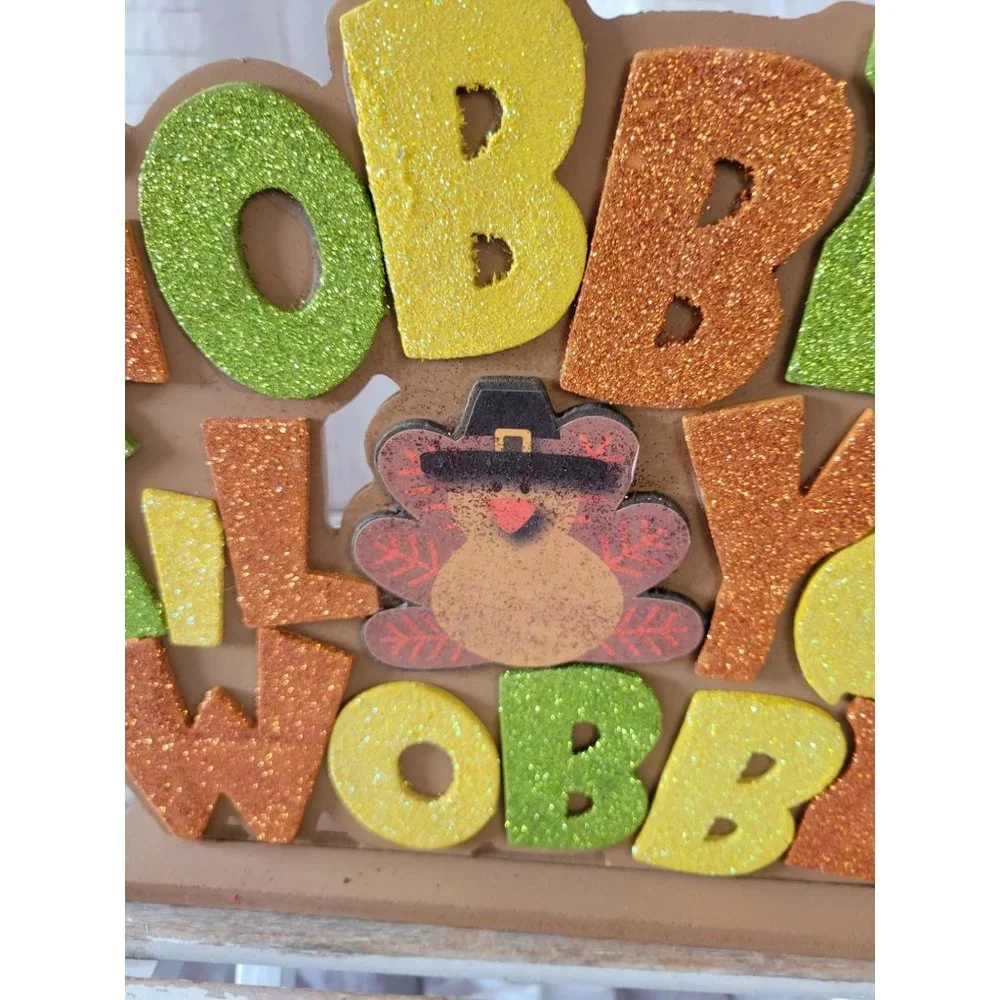 Turkey Thanksgiving sparkle shabby chic sign home decor kitchen unique sparkle w